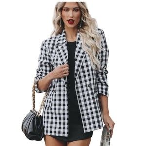 VICI COTTON BLEND WITH POCKETS GINGHAM BLAZER..! Size XS